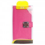 Wholesale iPhone X (Ten) Multi Pockets Folio Flip Leather Wallet Case with Strap (Hot Pink)